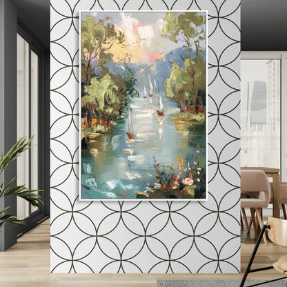 Eugene Riverfront Views Sitting Room - White Canvas Wall Art