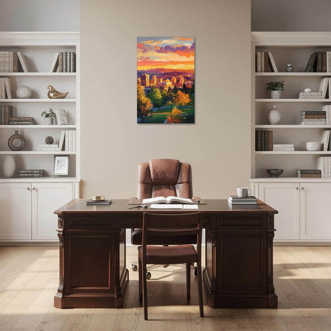 Eugene Skyline at Sunset - Canvas Wall Art - Office - 24x36