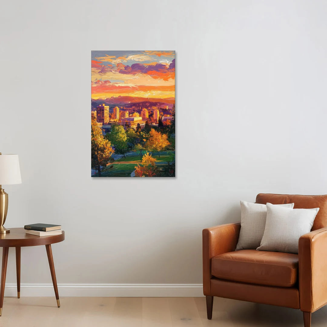 Eugene Skyline at Sunset - Canvas Wall Art - Sofa - 24x36