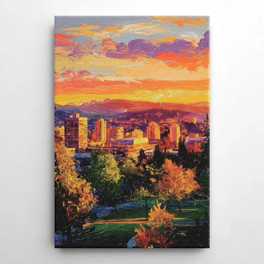 Eugene Skyline at Sunset - Canvas Wall Art