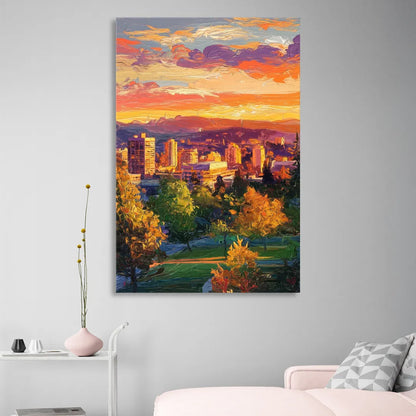 Eugene Skyline at Sunset Living Room - Canvas Wall Art