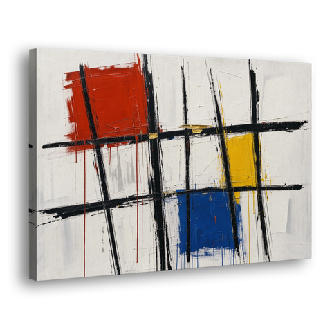 Executive Office Decor with Primary Color Grid - Canvas Wall Art - Side