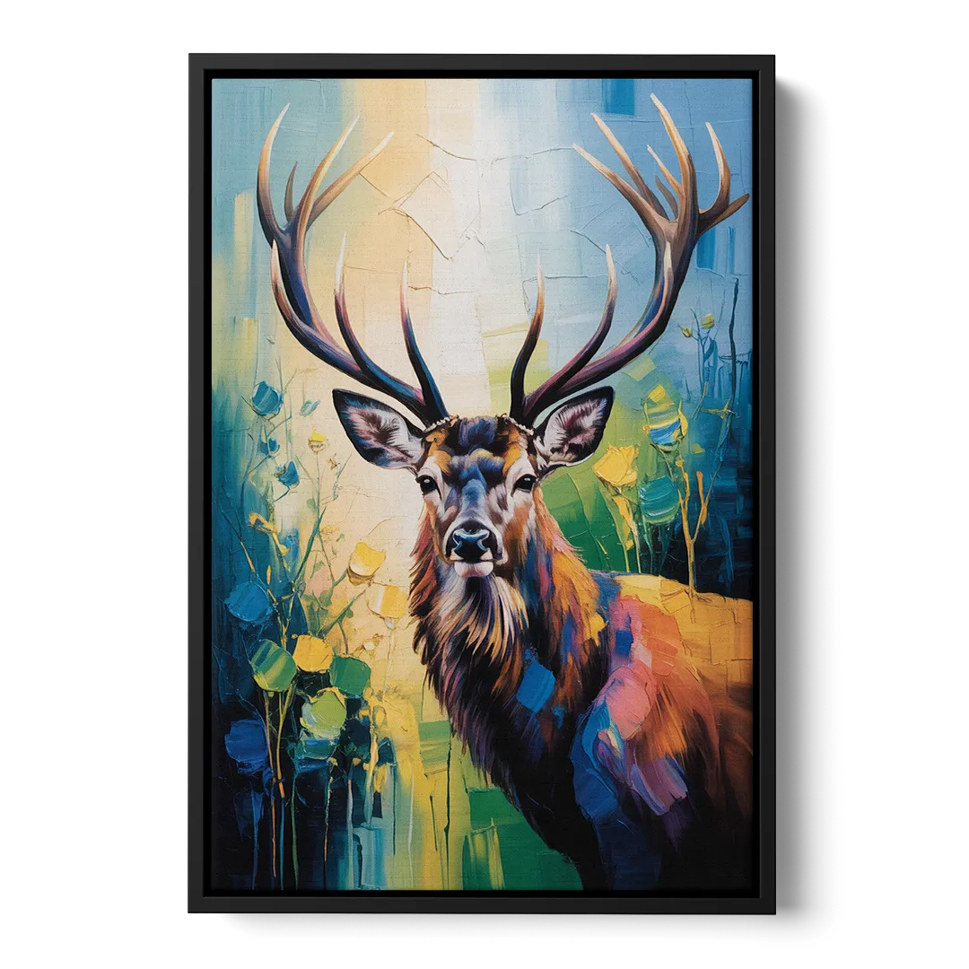 Expressive Deer Sketch - Black Frame Canvas