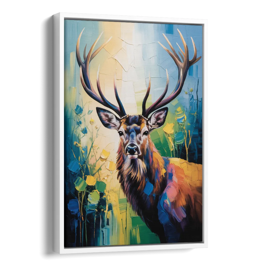 Expressive Deer Sketch Side - White Canvas Wall Art
