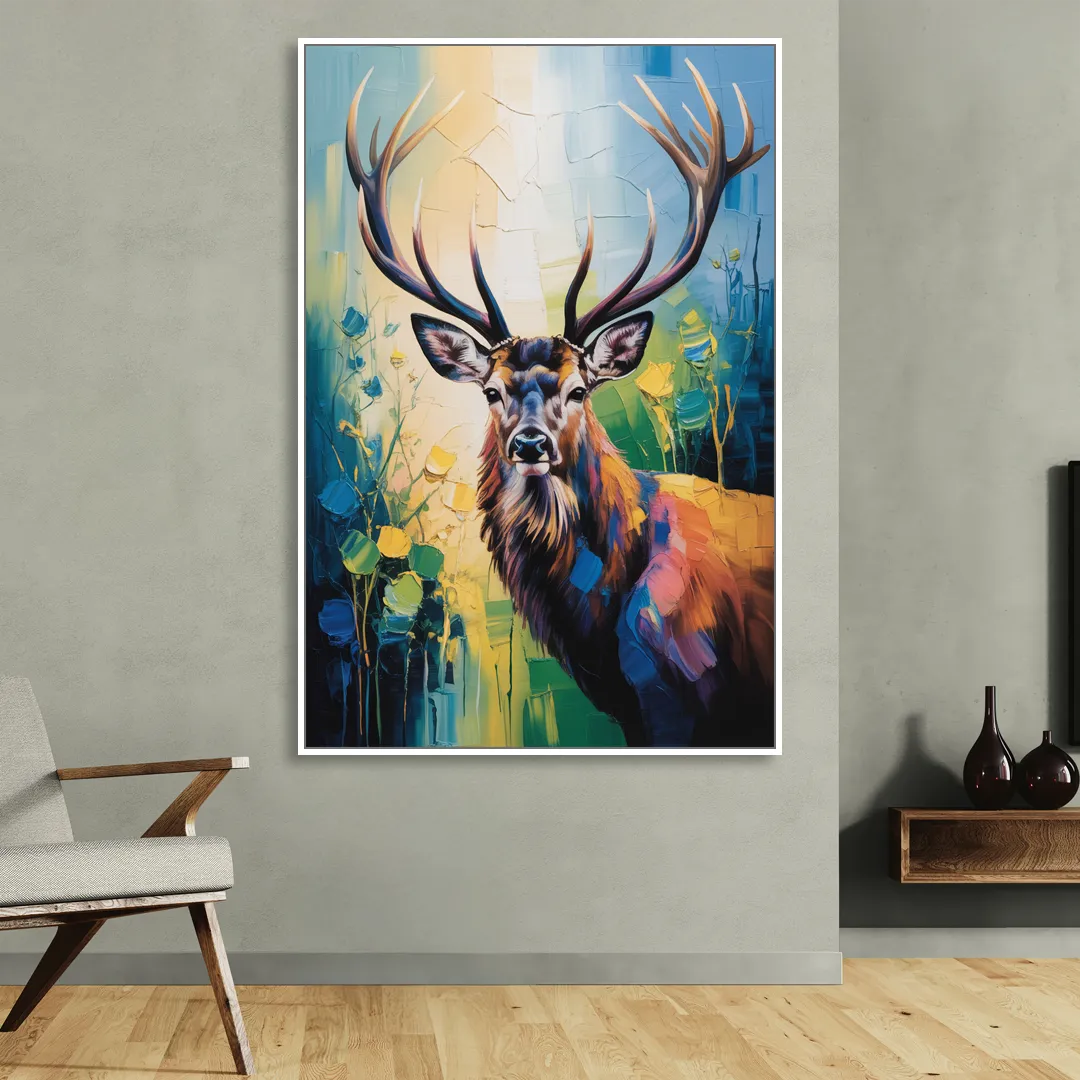 Expressive Deer Sketch Living Room - White Canvas Wall Art