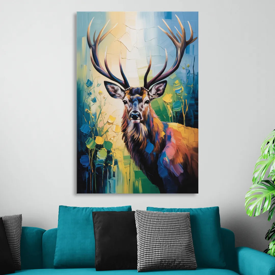 Expressive Deer Sketch Sitting Room - Canvas Wall Art