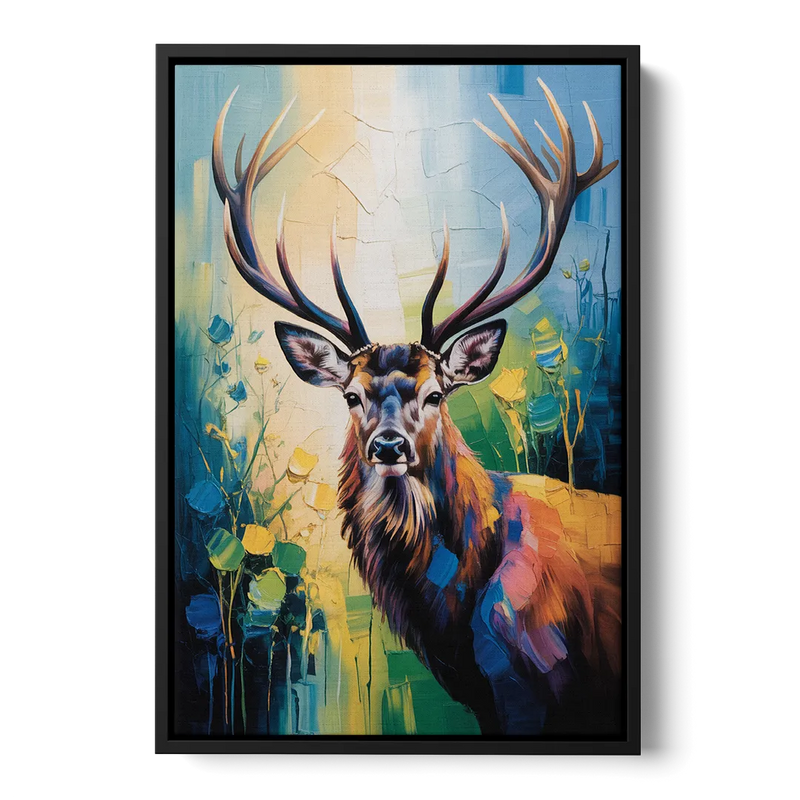 Expressive Deer Sketch Front - Black Canvas Wall Art