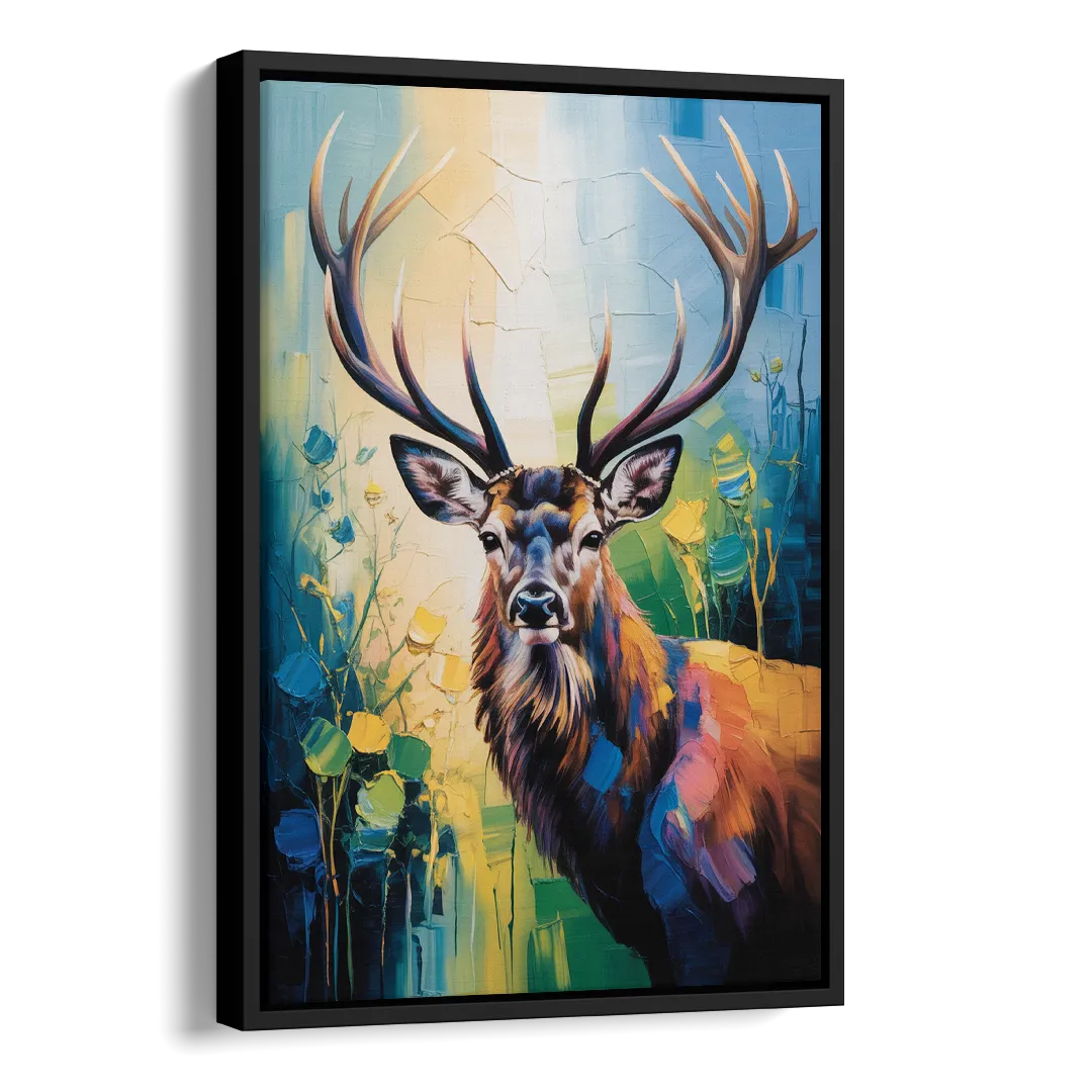 Expressive Deer Sketch Side - Black Canvas Wall Art
