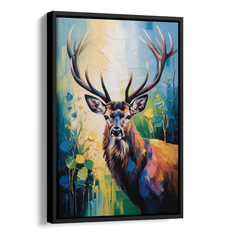 Expressive Deer Sketch Side - Black Canvas Wall Art