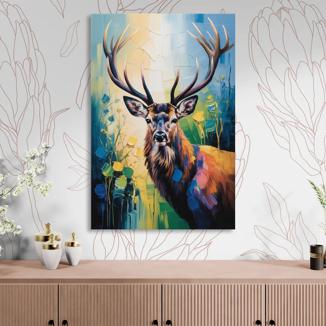 Expressive Deer Sketch Living Room - Canvas Wall Art