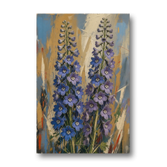 Expressive Flower Painting of Delphinium Spires - Canvas Wall Art - Front
