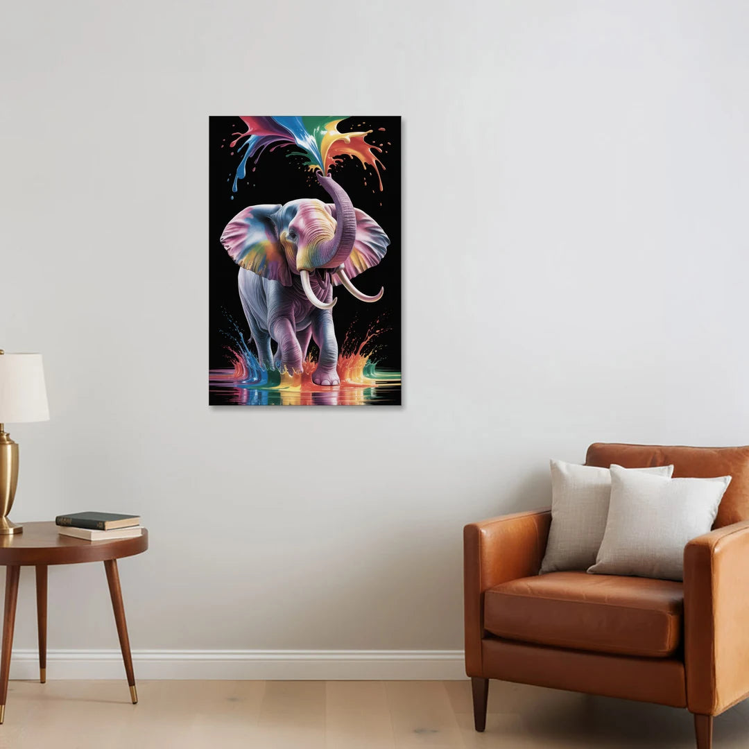Expressive Pop Art Elephant - Canvas Wall Art - Sofa - 24x36