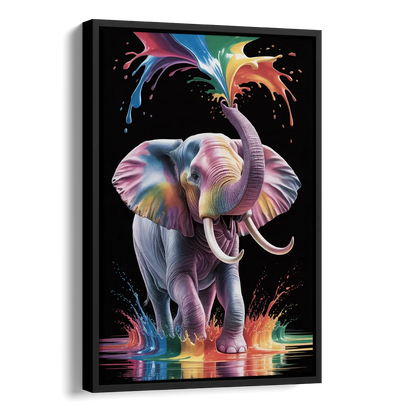 Expressive Pop Art Elephant Side - Black Canvas Wall Art