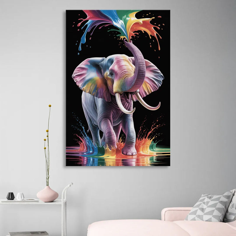 Expressive Pop Art Elephant Sitting Room - Canvas Wall Art