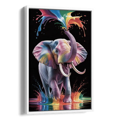 Expressive Pop Art Elephant Side - White Canvas Wall Art