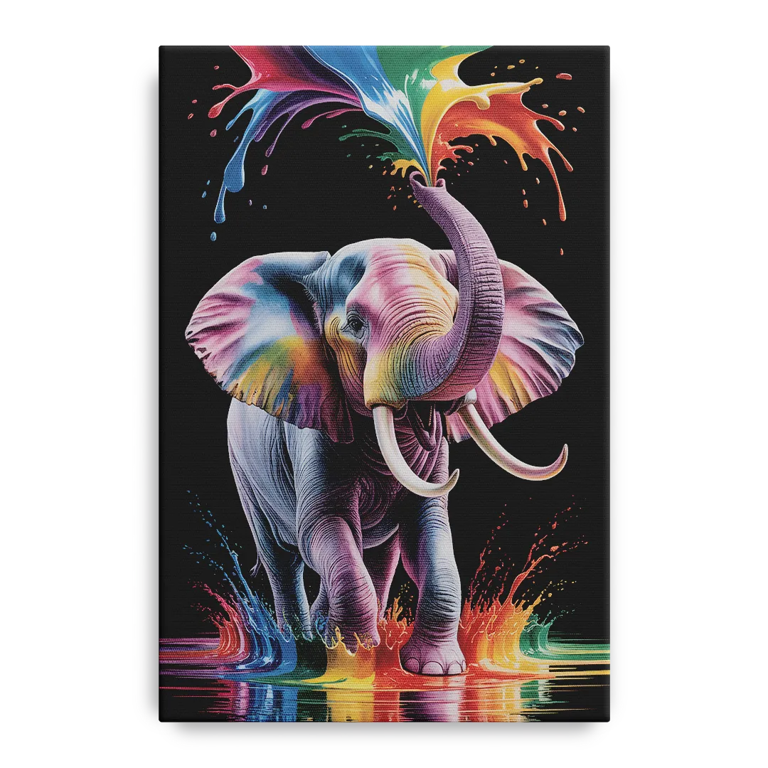 Expressive Pop Art Elephant Front - Canvas Wall Art