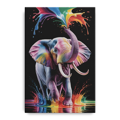 Expressive Pop Art Elephant Front - Canvas Wall Art