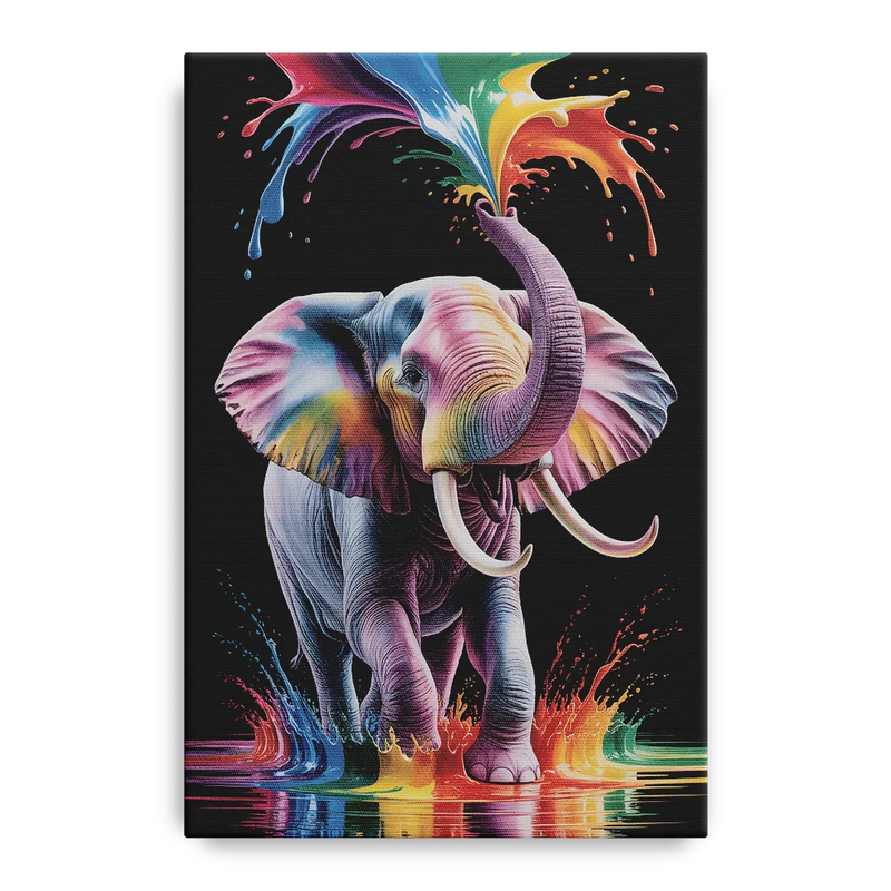 Expressive Pop Art Elephant Front - Canvas Wall Art