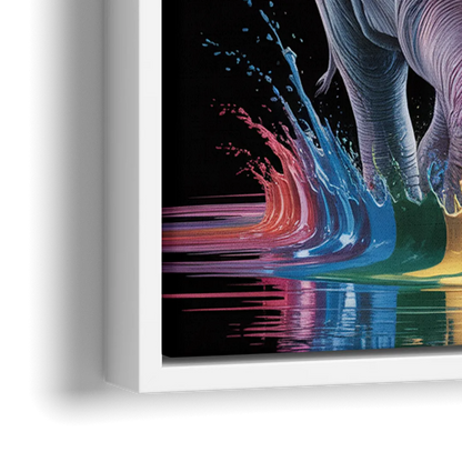 Expressive Pop Art Elephant - Close-Up White Frame Canvas
