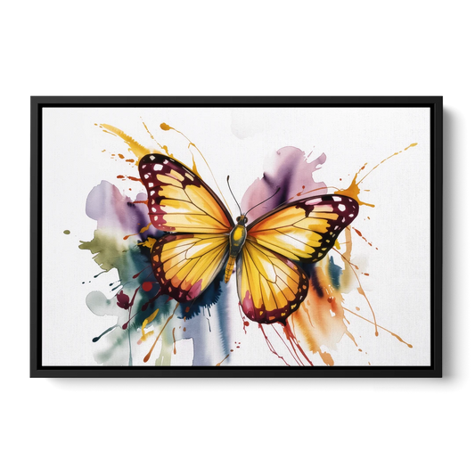 Exquisite Butterfly Sculpture - Black Framed Canvas Wall Art - Front