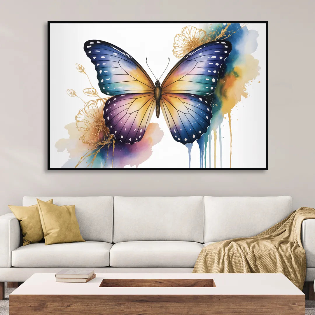 Exquisite Butterfly Sculpture Living Room - Black Canvas Wall Art