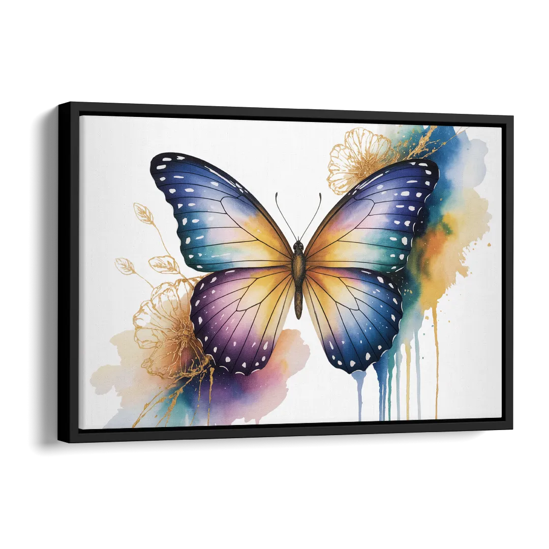 Exquisite Butterfly Sculpture Side - Black Canvas Wall Art