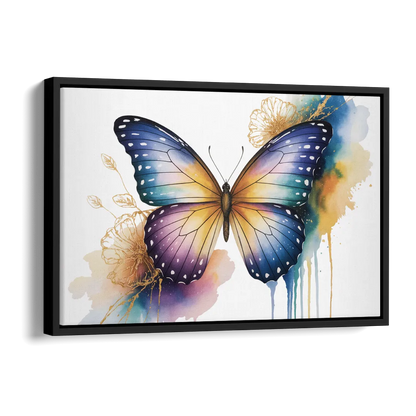 Exquisite Butterfly Sculpture Side - Black Canvas Wall Art