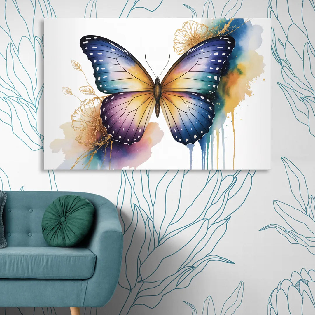 Exquisite Butterfly Sculpture Sitting Room - Canvas Wall Art