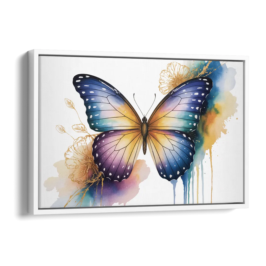 Exquisite Butterfly Sculpture Side - White Canvas Wall Art