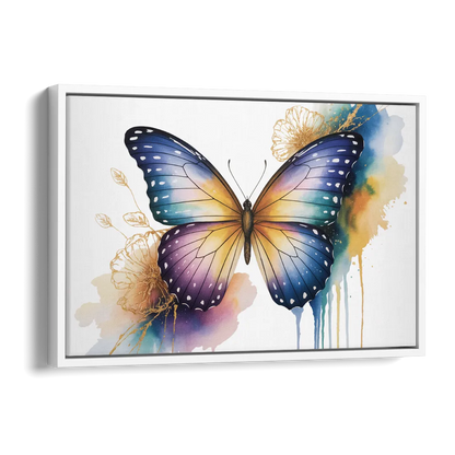 Exquisite Butterfly Sculpture Side - White Canvas Wall Art
