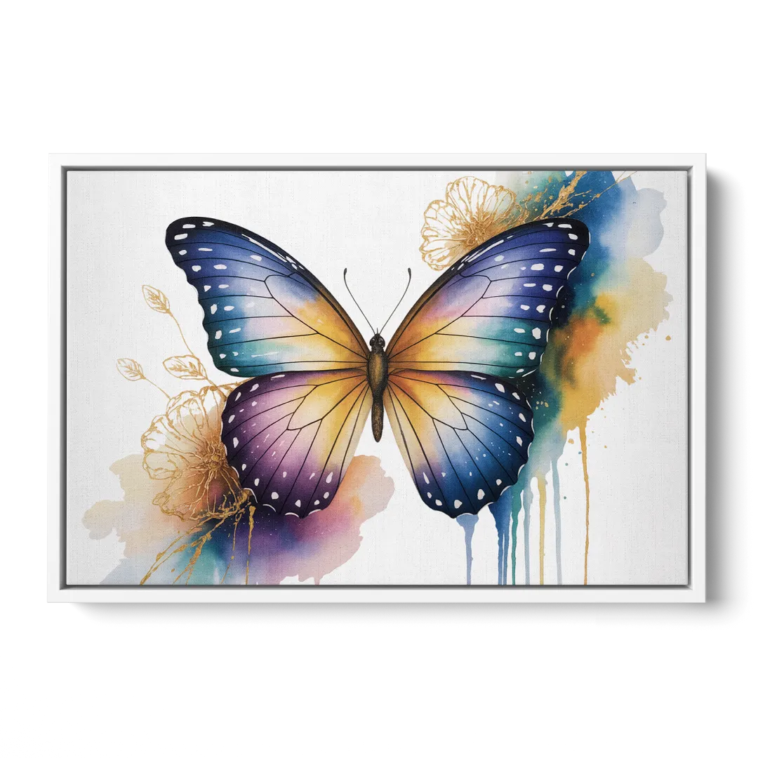 Exquisite Butterfly Sculpture Front - White Canvas Wall Art