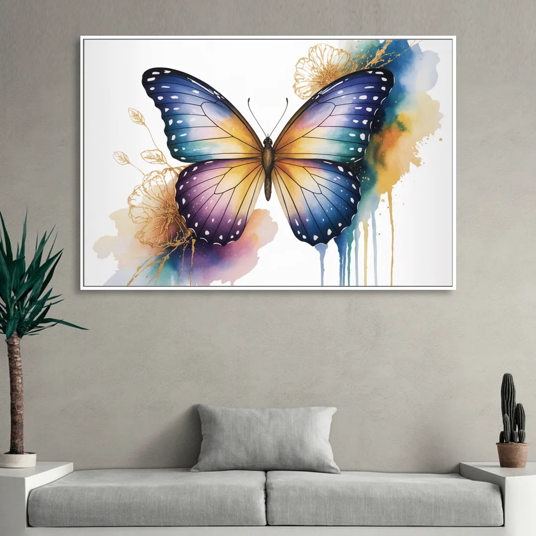 Exquisite Butterfly Sculpture Living Room - White Canvas Wall Art