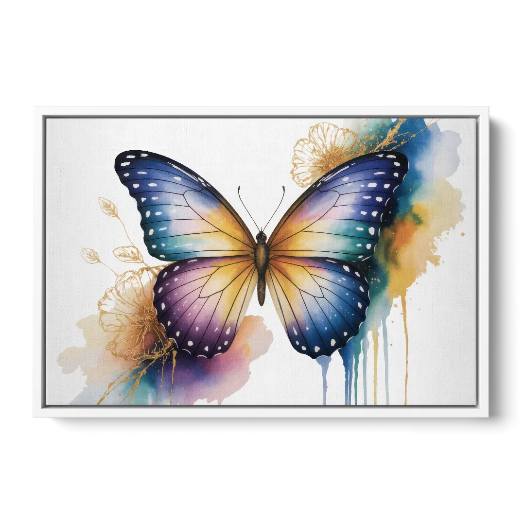 Exquisite Butterfly Sculpture - White Frame Canvas