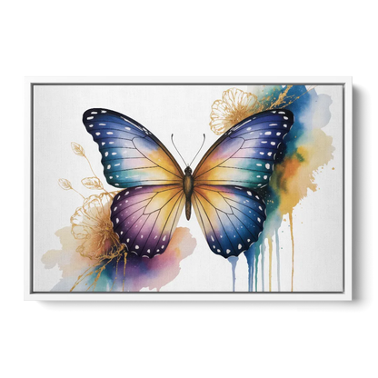 Exquisite Butterfly Sculpture - White Frame Canvas