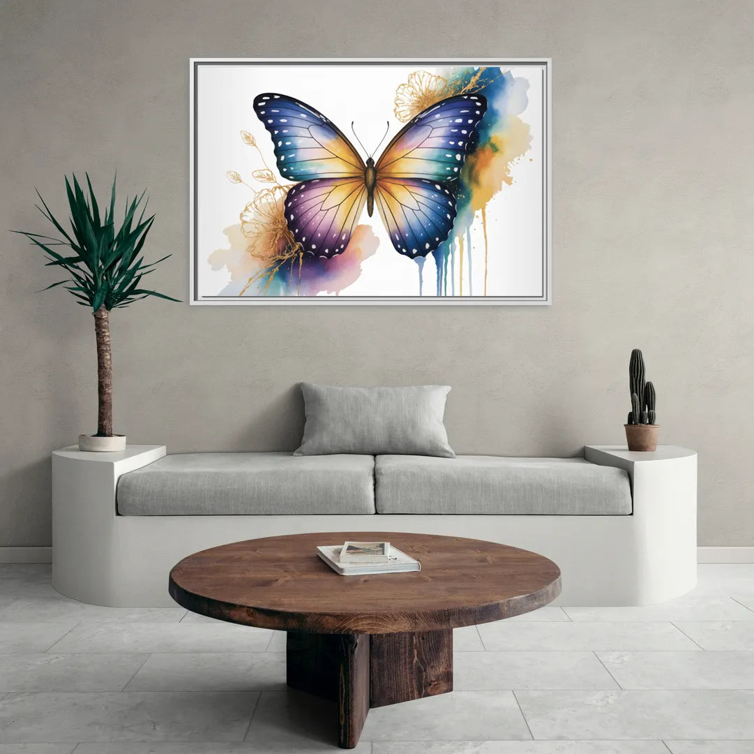 Exquisite Butterfly Sculpture - Living Room White Frame Canvas