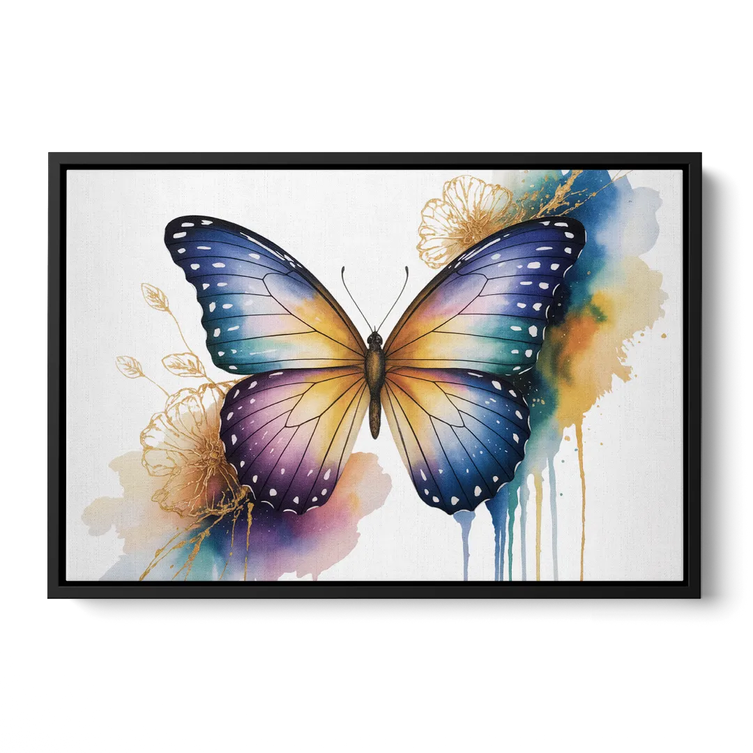 Exquisite Butterfly Sculpture Front - Black Canvas Wall Art