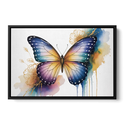 Exquisite Butterfly Sculpture Front - Black Canvas Wall Art