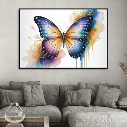 Exquisite Butterfly Sculpture Sitting Room - Black Canvas Wall Art