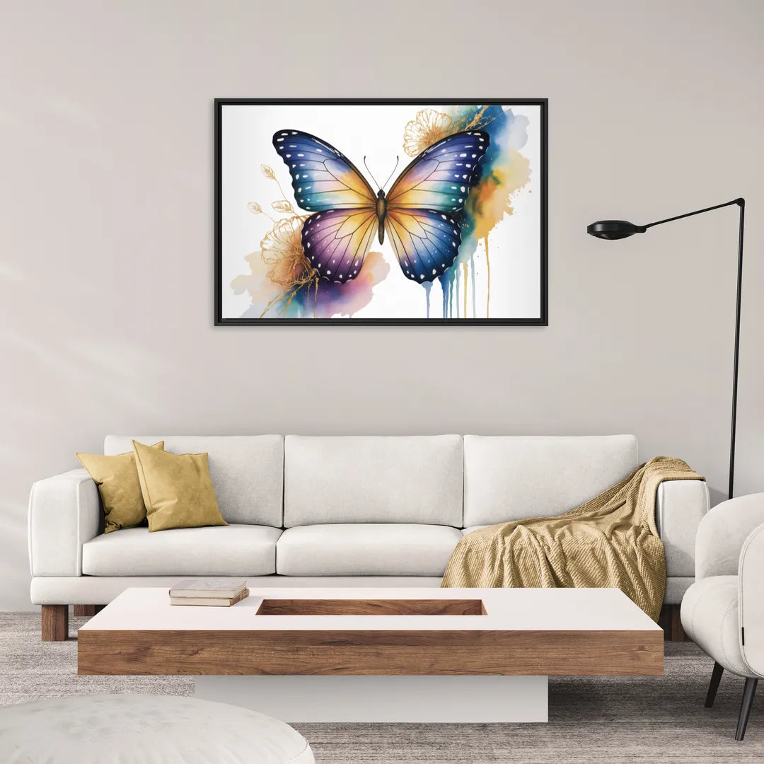 Exquisite Butterfly Sculpture - Living Room Black Frame Canvas