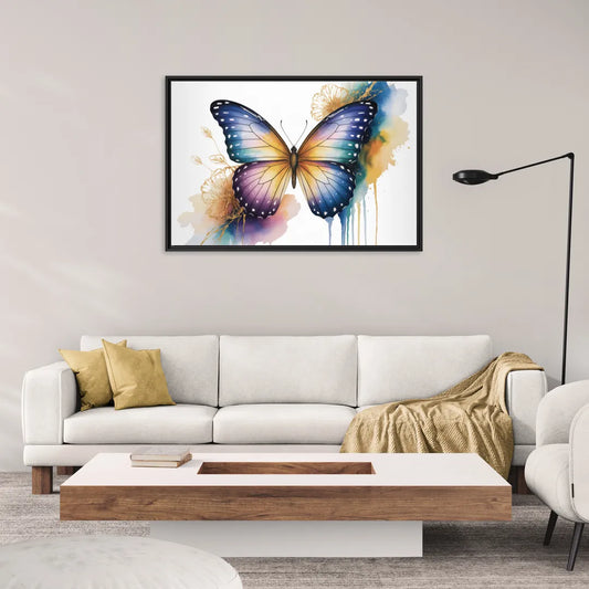 Exquisite Butterfly Sculpture - Living Room Black Frame Canvas
