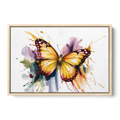 Exquisite Butterfly Sculpture - Oak Framed Canvas Wall Art - Front