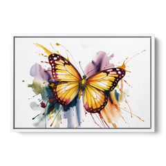 Exquisite Butterfly Sculpture - White Framed Canvas Wall Art - Front