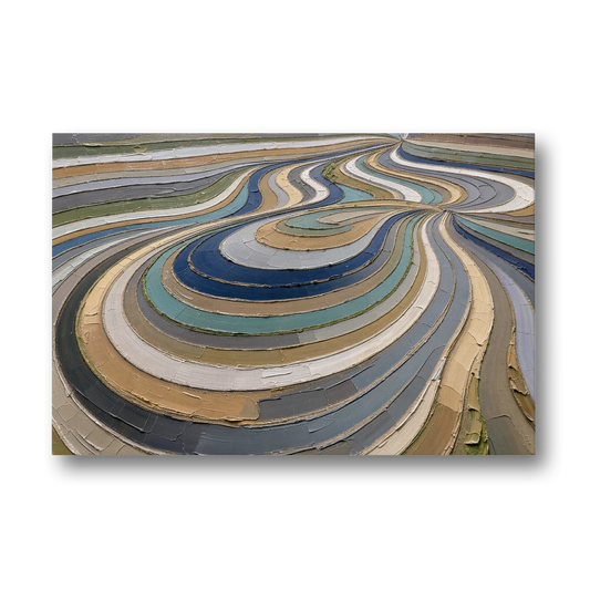 Extra Large Abstract Wall Art of Curving Hillside Terraces - Canvas Wall Art - Front