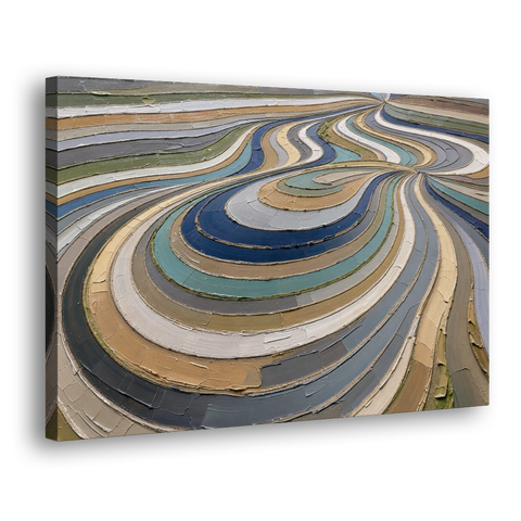 Extra Large Abstract Wall Art of Curving Hillside Terraces - Canvas Wall Art - Side