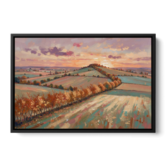 Fall Landscape Wall Art of the Maple Hedgerow - Black Framed Canvas Wall Art - Front