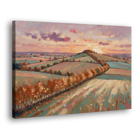 Fall Landscape Wall Art of the Maple Hedgerow - Canvas Wall Art - Side