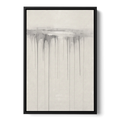 Falling Grey Rain Lines for the Dining Room - Black Framed Canvas Wall Art - Front