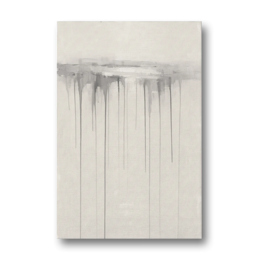 Falling Grey Rain Lines for the Dining Room - Canvas Wall Art - Front