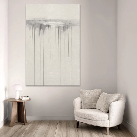 Falling Grey Rain Lines for the Dining Room - Canvas Wall Art - Sofa - 40x60