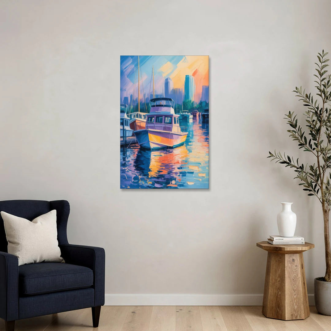 False Creek Boats - Canvas Wall Art - Sofa - 24x36
